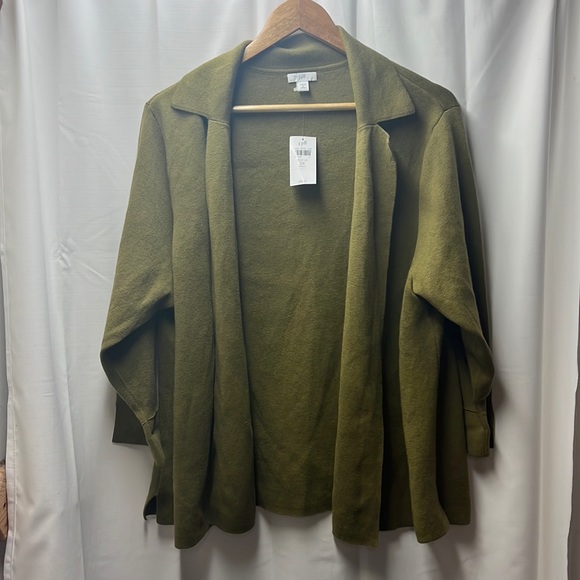 J. Jill Sweaters - J Jill Olive Green Open Front Blazer Cardigan- 2X